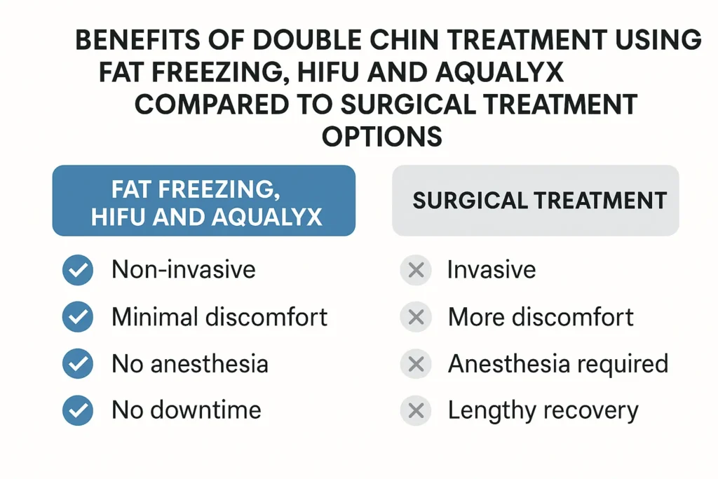 Graphic about the benefits of double chin treatment Warwick - from LA LIPO