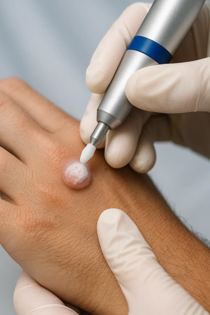 example of wart removal Warwick using cryopen